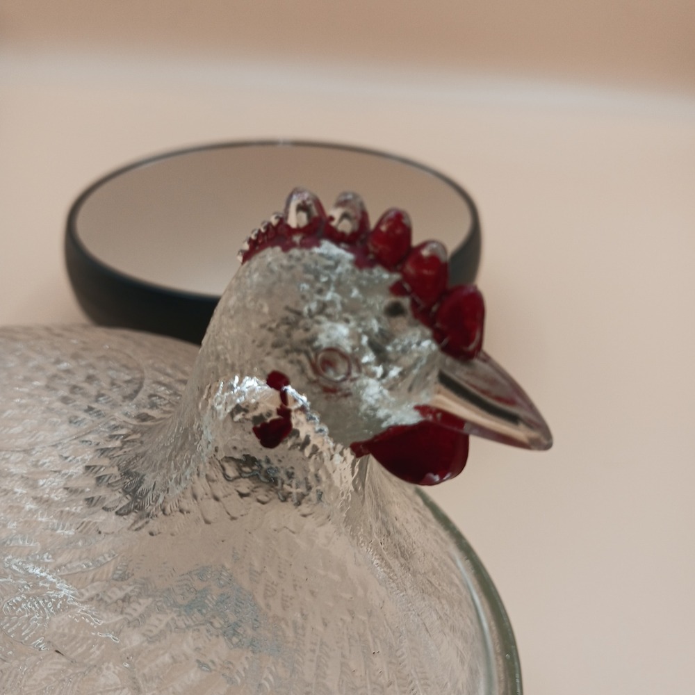 Indiana Glass Clear Hen on Nest Beadless Nest Red Paint Accents Candy Dish - Picture 12 of 13